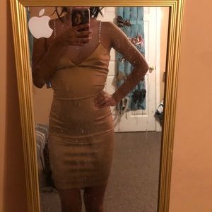 Champagne satin mini dress